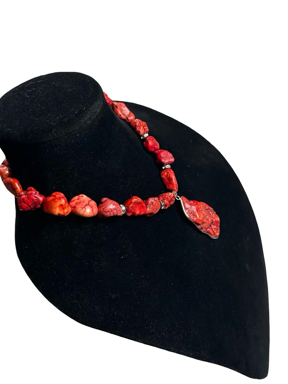 Vtg Brighton Chunky Red Howlite Turquoise Necklace Bracelet Set Signed 18” 7”